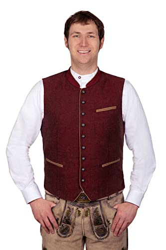 Edelnice Trachtenmode Elegante Trachtenweste Gilet aus Leinen Mark rot Gr. 52 von Edelnice Trachtenmode