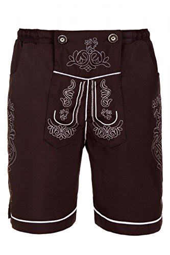 Trachten Badeshorts Badehose im Lederhosen Style Medium, Dunkelbraun von Edelnice Trachtenmode