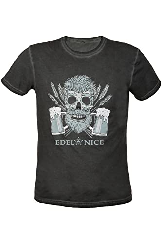 Edelnice Trachtenmode Trachten T-Shirt aus Baumwolle mit rockigem Print perfekt Nicht nur zur Lederhose Farbe blau, rot, schwarz oder ggrün Gr. S-4XL von Edelnice Trachtenmode