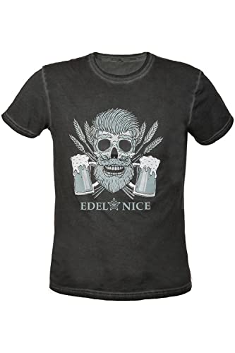 Edelnice Trachtenmode Trachten T-Shirt aus Baumwolle mit rockigem Print perfekt Nicht nur zur Lederhose Farbe blau, rot, schwarz oder grün Gr. S-4XL von Edelnice Trachtenmode