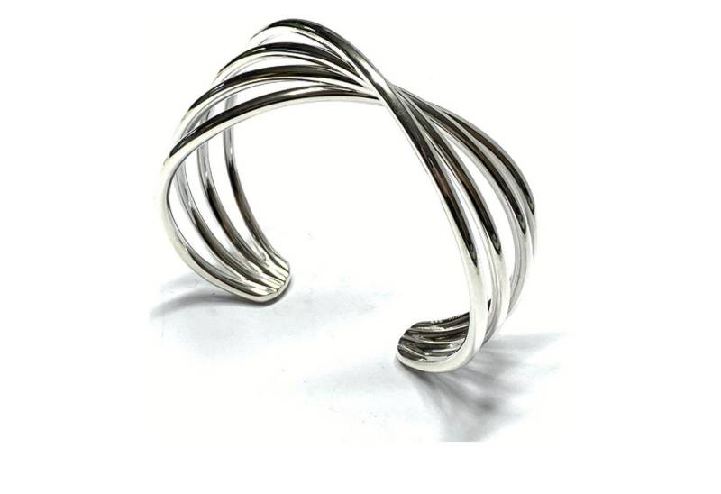 Edelschmiede925 Armband Armspange 925 Silber Glanz Welle modern Armband 18cm Armreif von Edelschmiede925