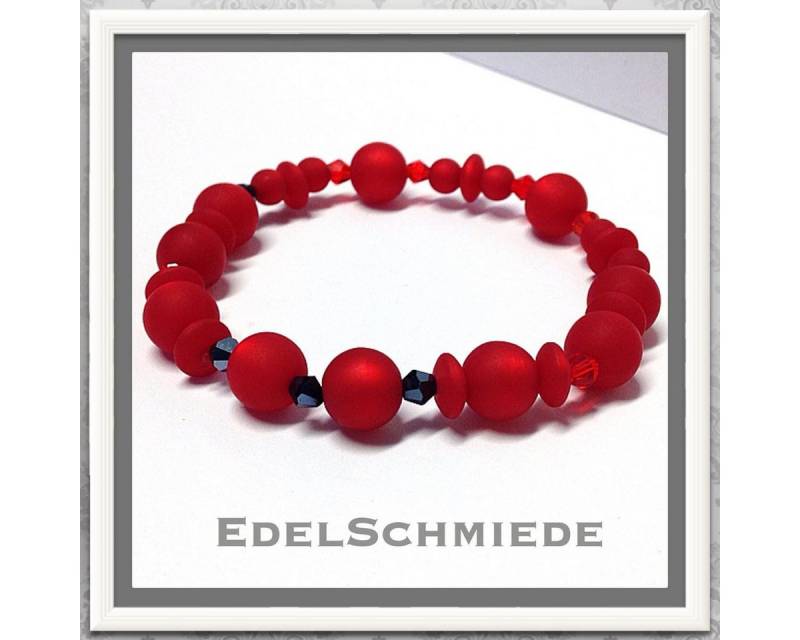 Edelschmiede925 Perlenarmband Edelschmiede925 Armband mit farbigen Acrylperlen + Glaskristallen von Edelschmiede925