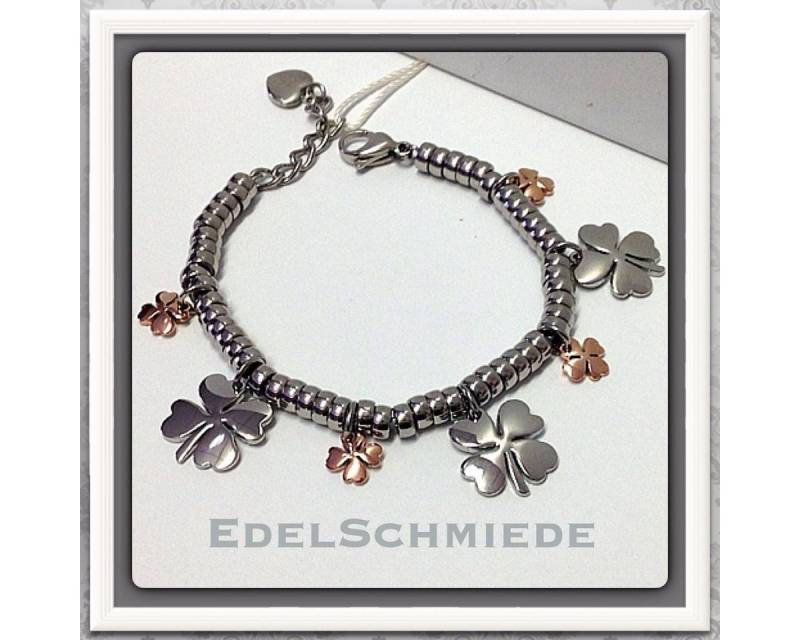 Edelschmiede925 Armband Edelschmiede925 Bettelarmband mit Glücksklee in Edelstahl bicolor (k. A) von Edelschmiede925