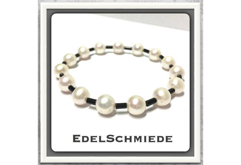 Edelschmiede925 Perlenarmband Edelschmiede925 Zugarmband mit schwarzem Onyx und Perle weiß von Edelschmiede925