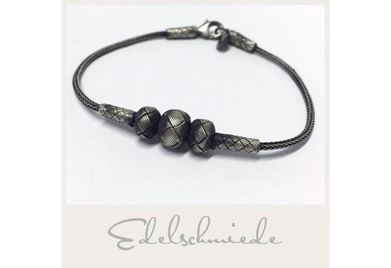 Edelschmiede925 Silberarmband rustikales Armband 925/- Sterling Silber geschwärzt 21 cm von Edelschmiede925