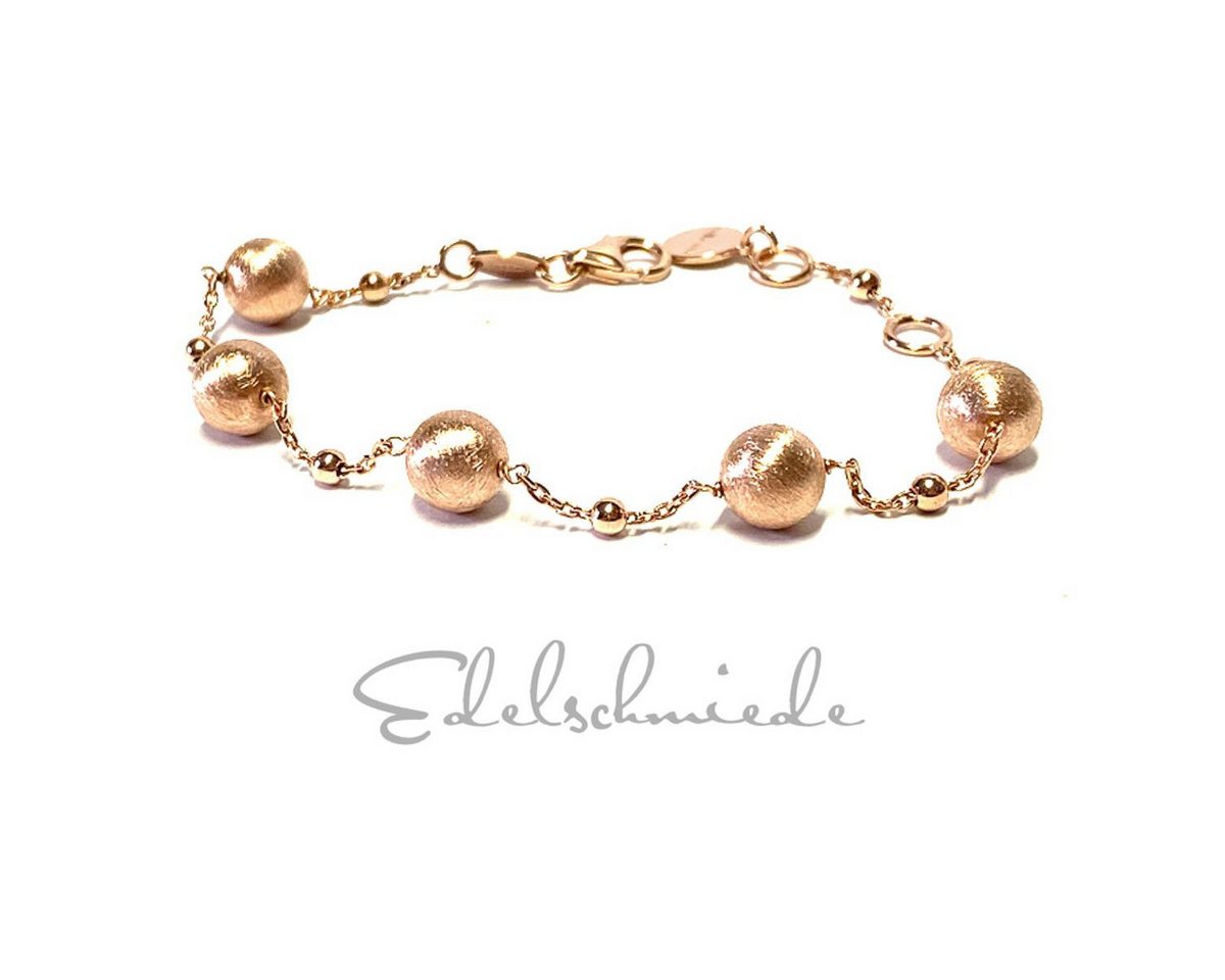 Edelschmiede925 Armband Kugelarmband in 925/- Sterling Silber vergoldet rosé matt 18 u 20 cm von Edelschmiede925