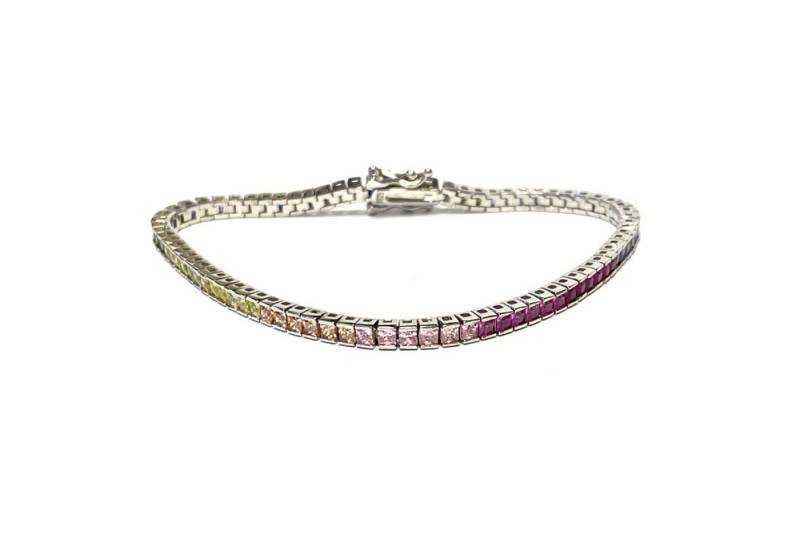 Edelschmiede925 Silberarmband Zirkonias Farbverlauf quadratisch, 18cm von Edelschmiede925