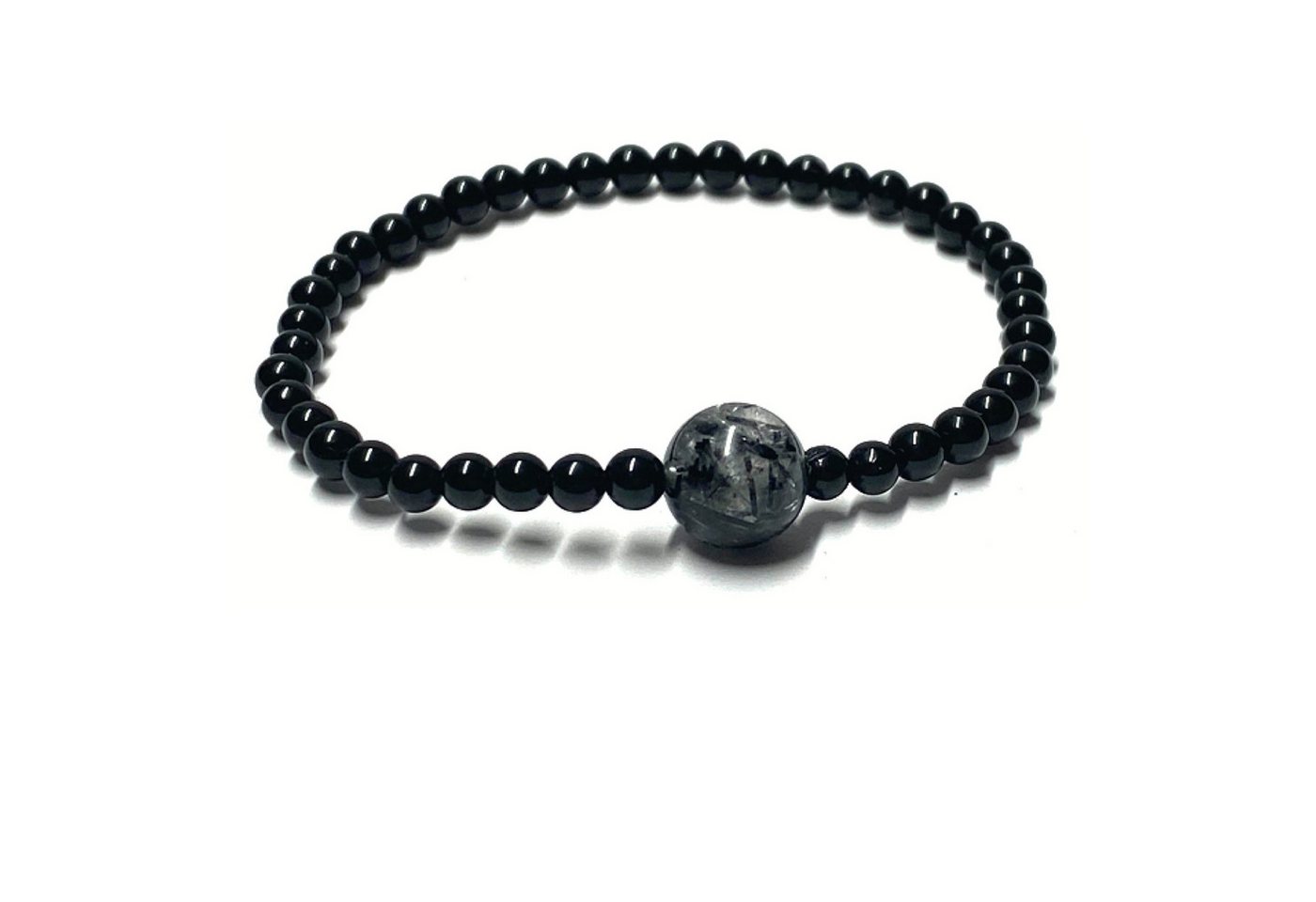 Edelschmiede925 Armband Zugarmband Onyx schwarz + Turmalinquarz 10,5mm 18-19cm von Edelschmiede925