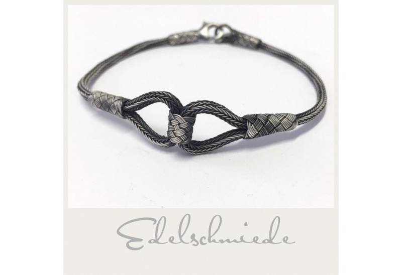 Edelschmiede925 Silberarmband geflochtenes Armband 925 Sterling Silber geschwärzt 21 cm von Edelschmiede925