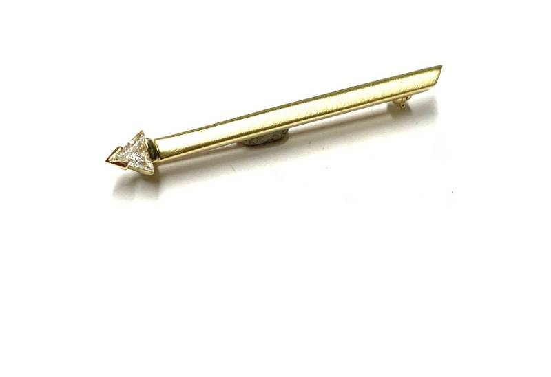 Edelschmiede925 Brosche Brosche 375/- Gelbgold matt Zirkonia Dreieck geradlinig einfarbig von Edelschmiede925