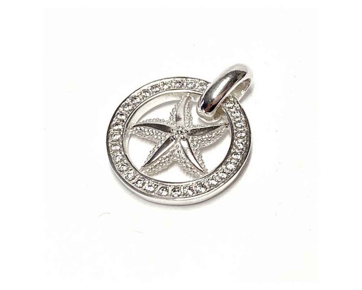 Edelschmiede925 Charm-Einhänger Seestern als Kettenanhänger in 925/- Sterling Silber mit Zirkonia von Edelschmiede925