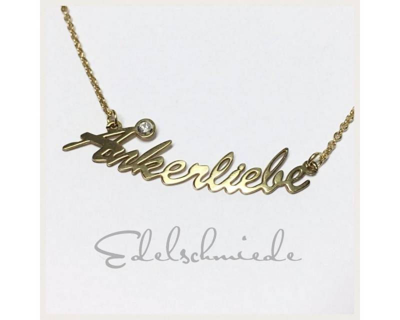 Edelschmiede925 Collier ANKERLIEBE als Schriftzug Halskette 925 Sterling Silber von Edelschmiede925