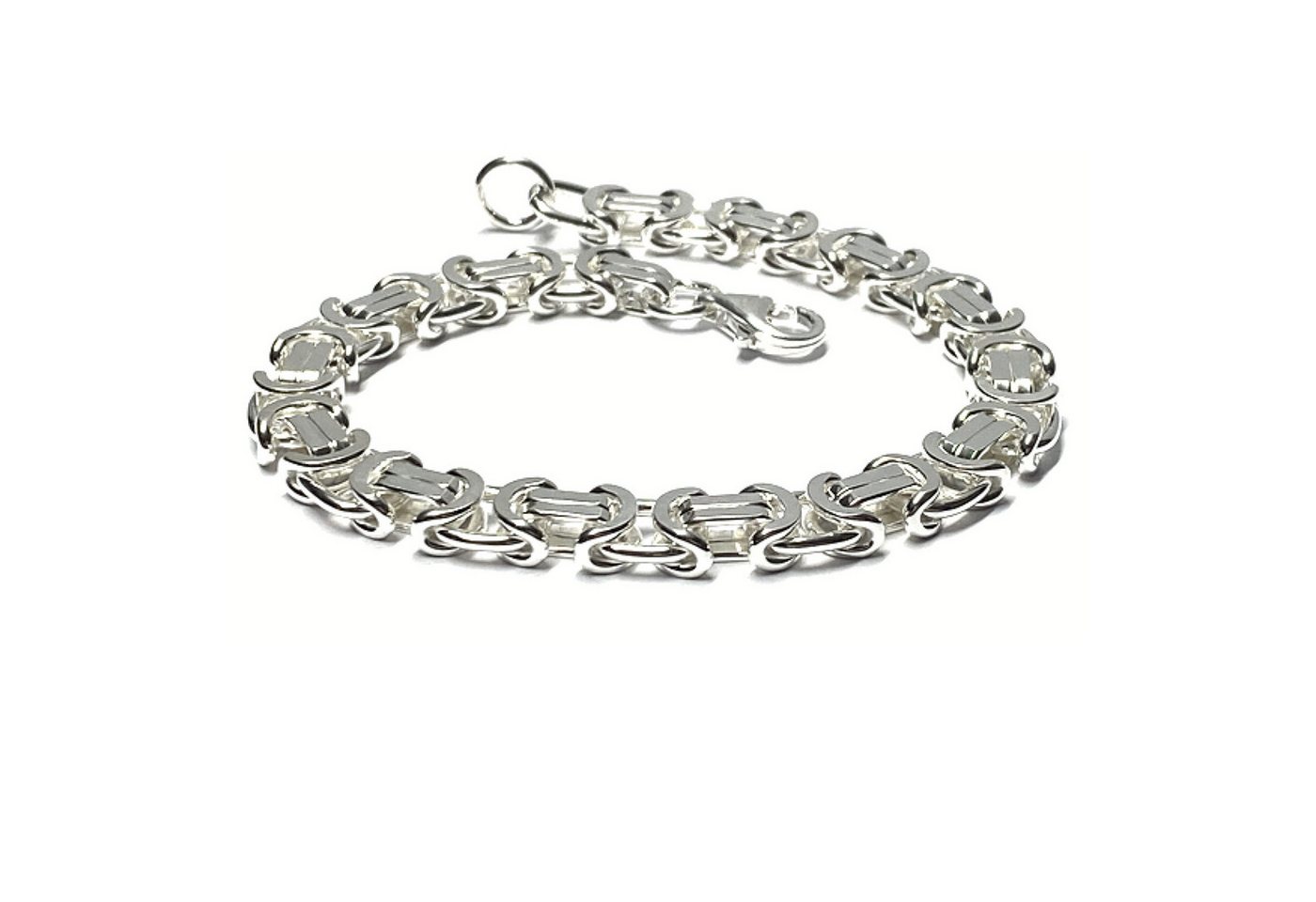 Edelschmiede925 Collier Armband 925 Silber Königskette flach 8mm stabil beweglich 21cm von Edelschmiede925