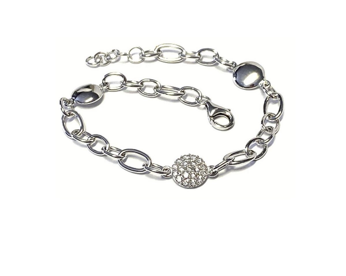 Edelschmiede925 Collier Armband Silber 925 rhodiniert Bettelarmband Zirkonia 18 - 20cm von Edelschmiede925