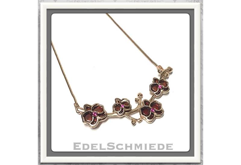 Edelschmiede925 Collier Edelschmiede925 Collier 925 Silber rosé mit Granat Blüten 42 cm von Edelschmiede925