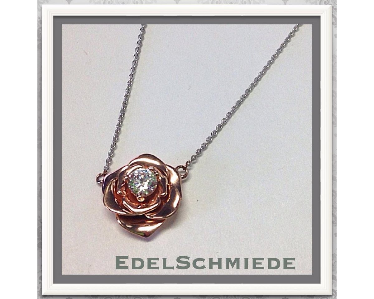 Edelschmiede925 Collier Edelschmiede925 Halskette 925 Silber rhod + rosé vergoldeter Rose von Edelschmiede925