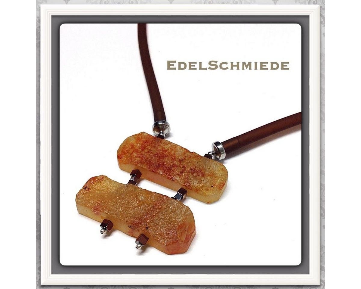 Edelschmiede925 Collier Edelschmiede925 Kautschukcollier mit Carneol und Hämatit 48 cm von Edelschmiede925