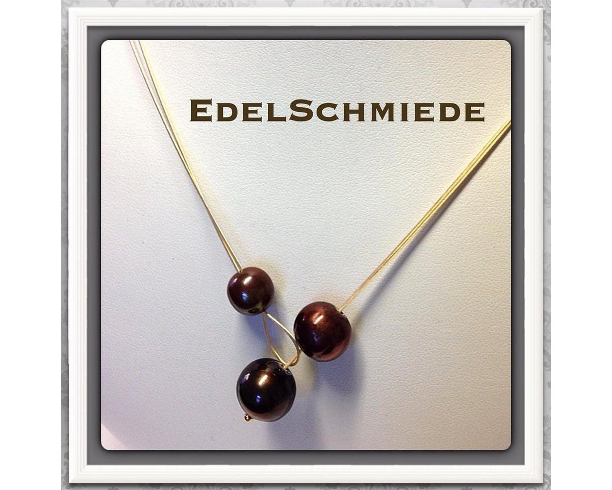 Edelschmiede925 Collier Edelschmiede925 Perlenschmuck modern auf Stahlseil 2Tragevarianten von Edelschmiede925