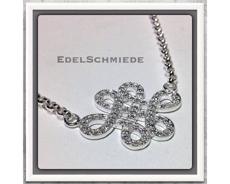 Edelschmiede925 Collier Edelschmiede925 Unendlichkeits Knoten 925 Silber Kette 42 cm von Edelschmiede925