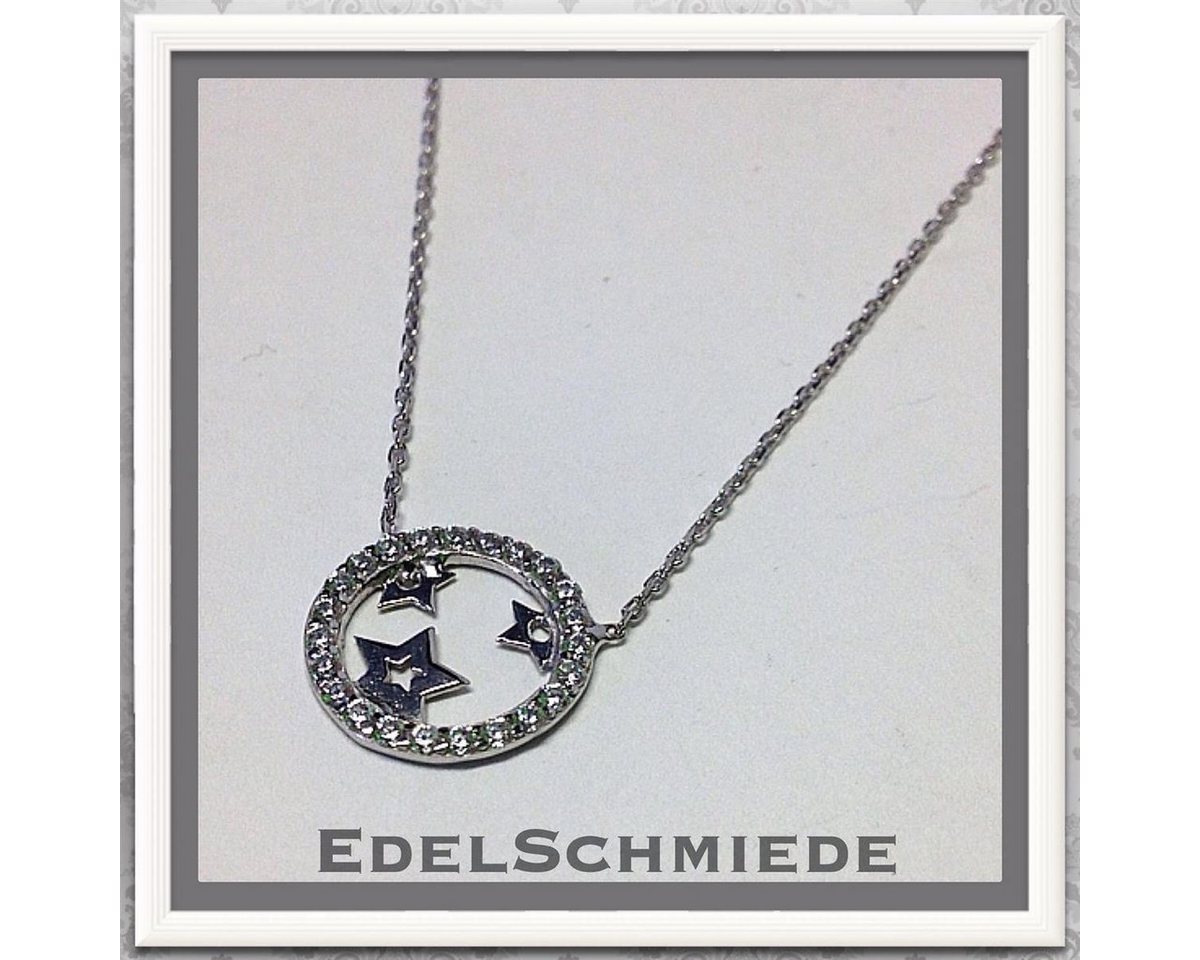 Edelschmiede925 Collier Edelschmiede925 zarte Silberkette 925 rhod mit Sternen u Zirkonias von Edelschmiede925