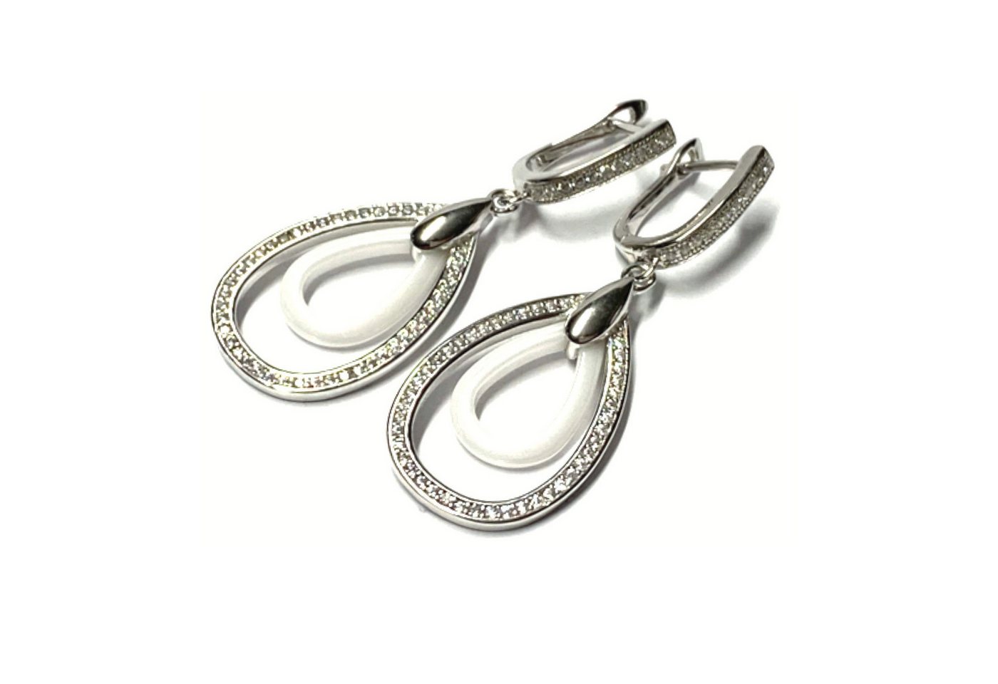 Edelschmiede925 Collier Ohrring 925 Silber rhodiniert Kermaik weiß Zirkonia Tropfen Ohrhänger Edelschmiede925 Collier Ohrring 925 Silber rhodiniert Kermaik weiß Zirkonia Tropfen Ohrhänger von Edelschmiede925