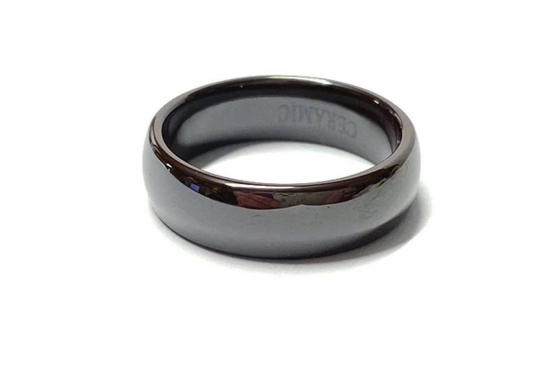 Edelschmiede925 Fingerring Keramik Ring halbrund braun 7 mm Bandring Ehering Trauring #64 von Edelschmiede925