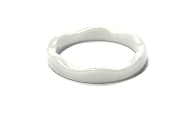 Edelschmiede925 Fingerring Keramik Ring weiß 3,5mm gewellt Bandring Ehering Vorsteckring #58 von Edelschmiede925