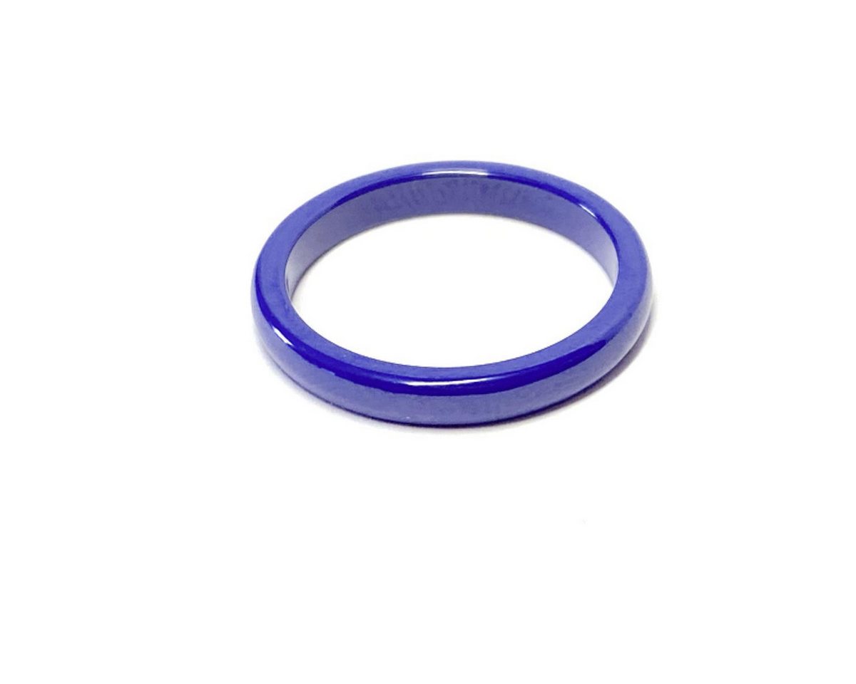 Edelschmiede925 Fingerring edler Keramik Ring halbrund blau 3 mm #58 von Edelschmiede925
