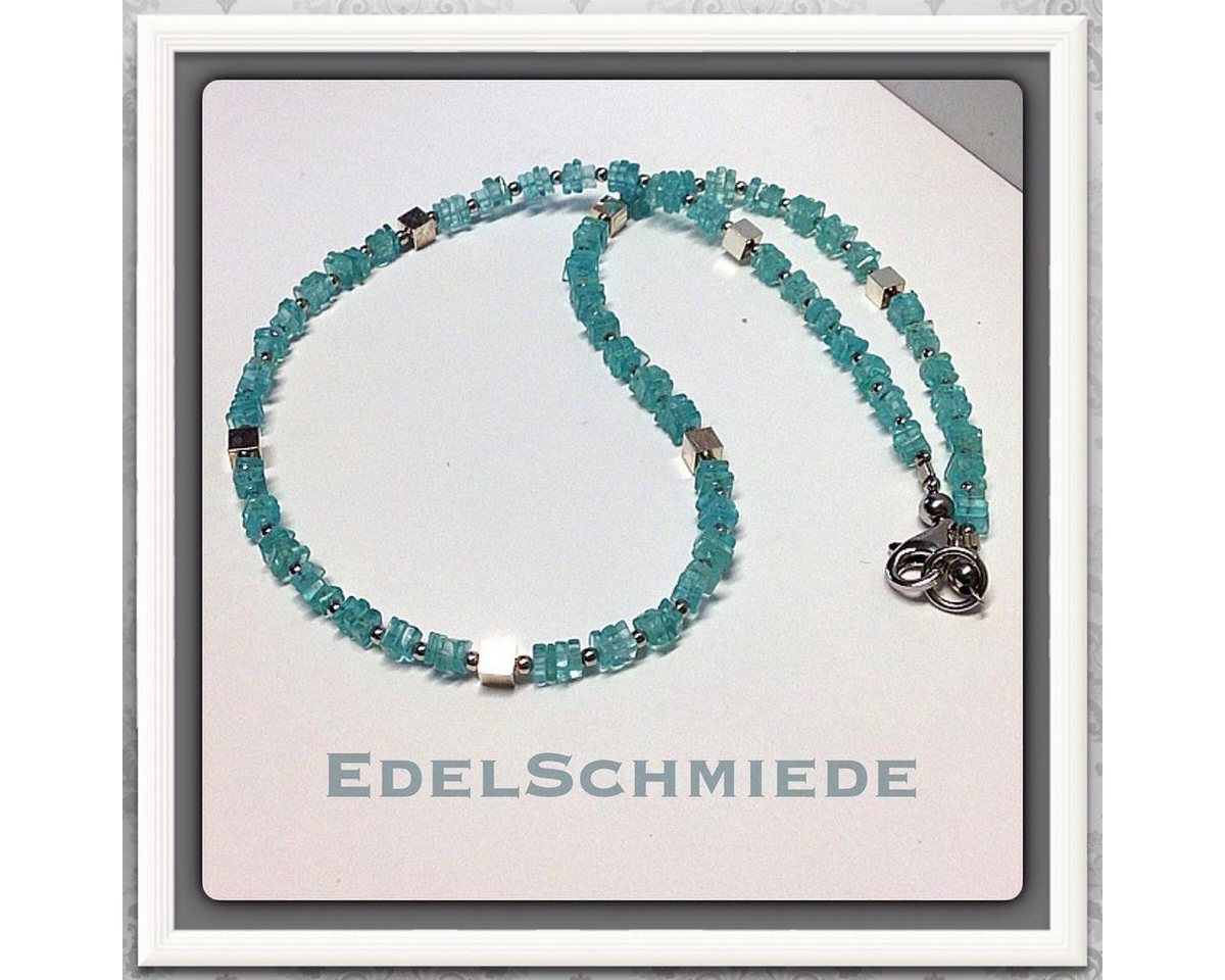 Edelschmiede925 Kette ohne Anhänger Collier Apatit 925 Silber rhod 45,5 cm hellblau von Edelschmiede925