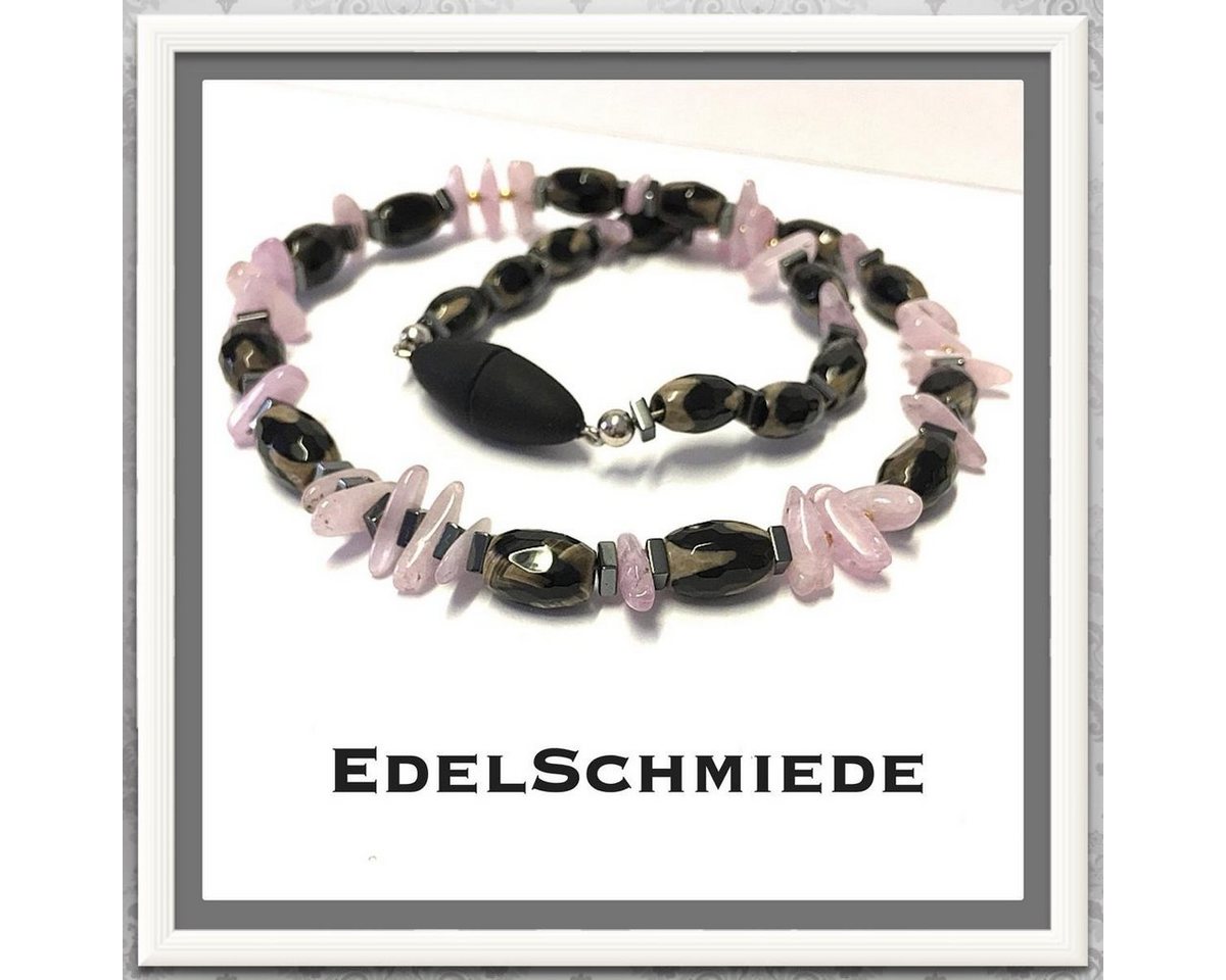 Edelschmiede925 Kette ohne Anhänger Edelschmiede925 Collier mit Achat + Kunzit mit Magnetschließe 46cm von Edelschmiede925