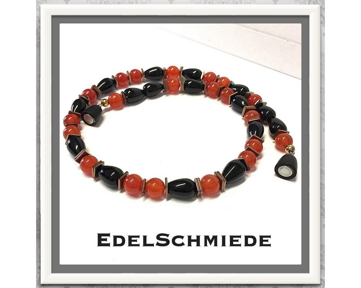 Edelschmiede925 Kette ohne Anhänger Edelschmiede925 Collier mit Karneo l+ Onyx und Magnetschließe 45cm von Edelschmiede925