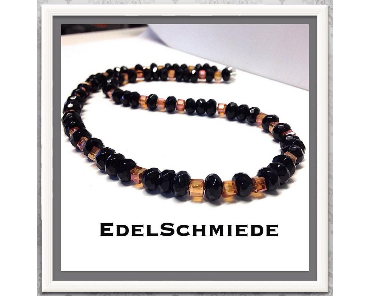 Edelschmiede925 Kette ohne Anhänger Edelschmiede925 Onyxkette mit Glaswürfeln inkl Magnetschließe 925 von Edelschmiede925