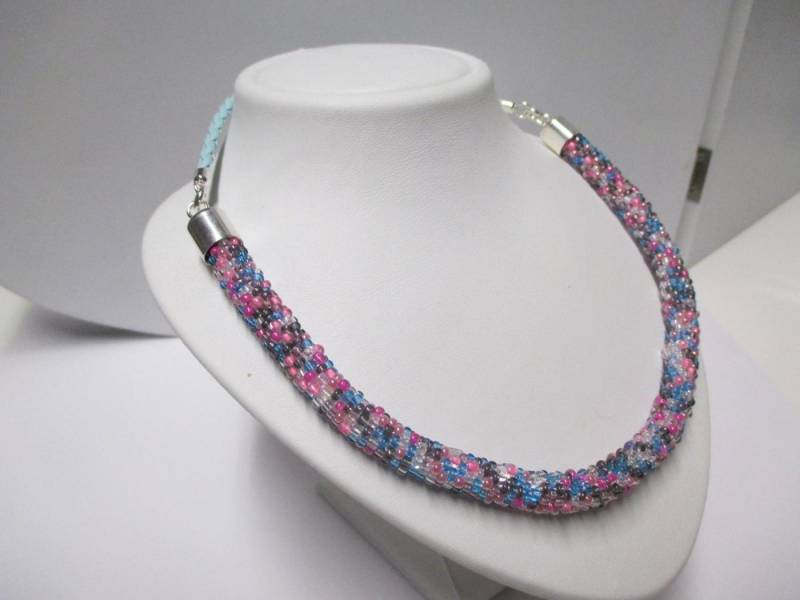 Edelschmiede925 Kette ohne Anhänger Glasperlen Mittelteil Collier m Lederband 925/- von Edelschmiede925