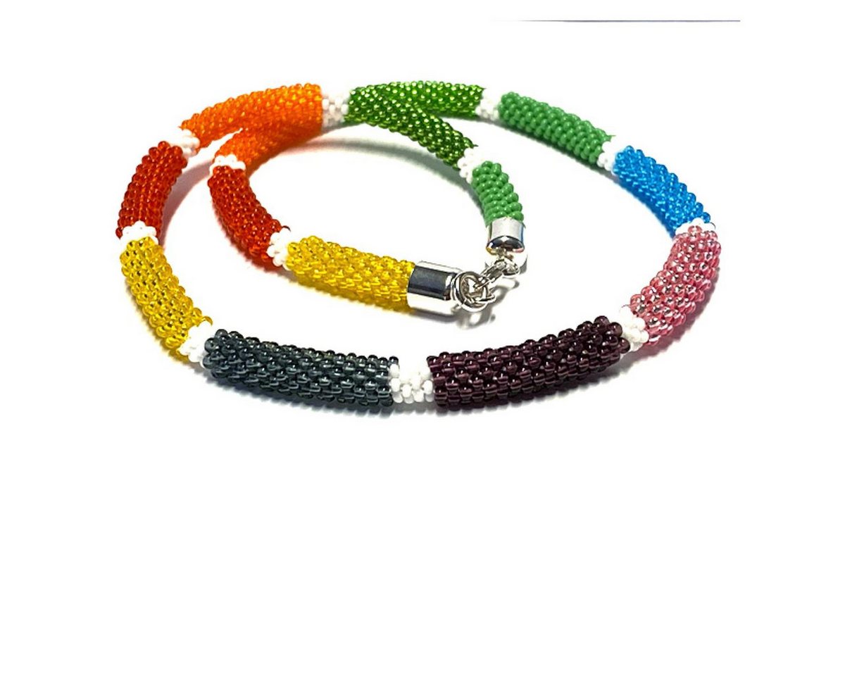 Edelschmiede925 Kette ohne Anhänger bunte Häkelkette Farbverlauf 925 Sterling Silber Verschluß Handarbeit Edelschmiede925 Kette ohne Anhänger bunte Häkelkette Farbverlauf 925 Sterling Silber Verschluß Handarbeit von Edelschmiede925