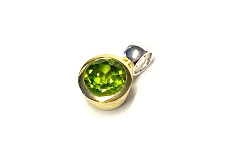 Edelschmiede925 Kettenanhänger Anhänger 925/- vergoldet Peridot rund facettiert Kettengleiter von Edelschmiede925