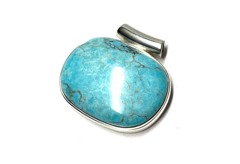 Edelschmiede925 Kettenanhänger Anhänger 925 Silber Türkis Cabochon Kettenanhänger Unikatschmuck von Edelschmiede925