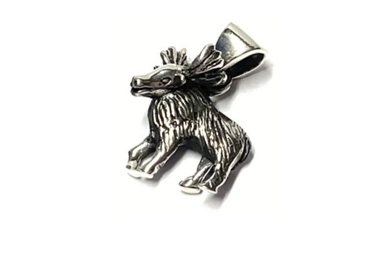 Edelschmiede925 Kettenanhänger Anhänger 925 Silber geschwärzt Elch Kettenanhänger von Edelschmiede925