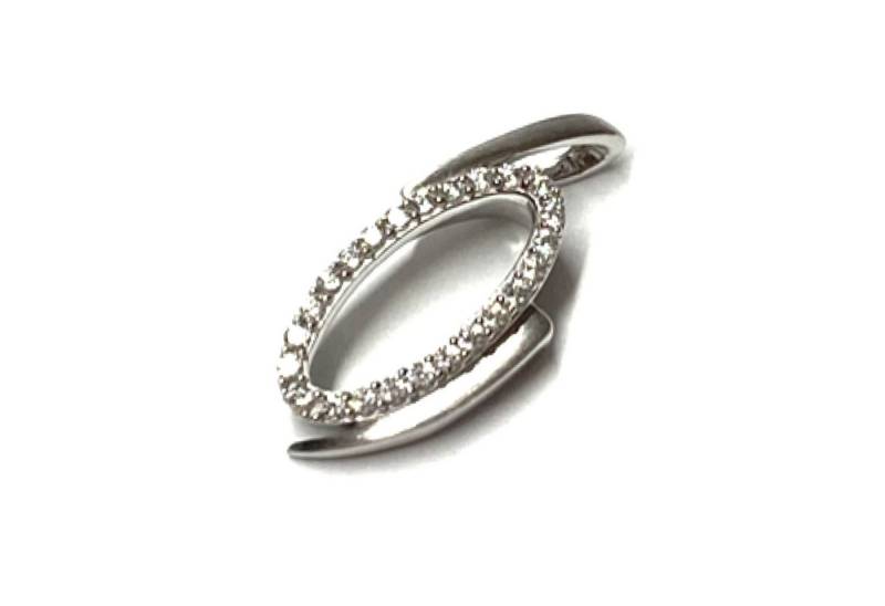 Edelschmiede925 Kettenanhänger Anhänger 925 Silber rhodiniert Zirkonia Kettengleiter oval matt von Edelschmiede925