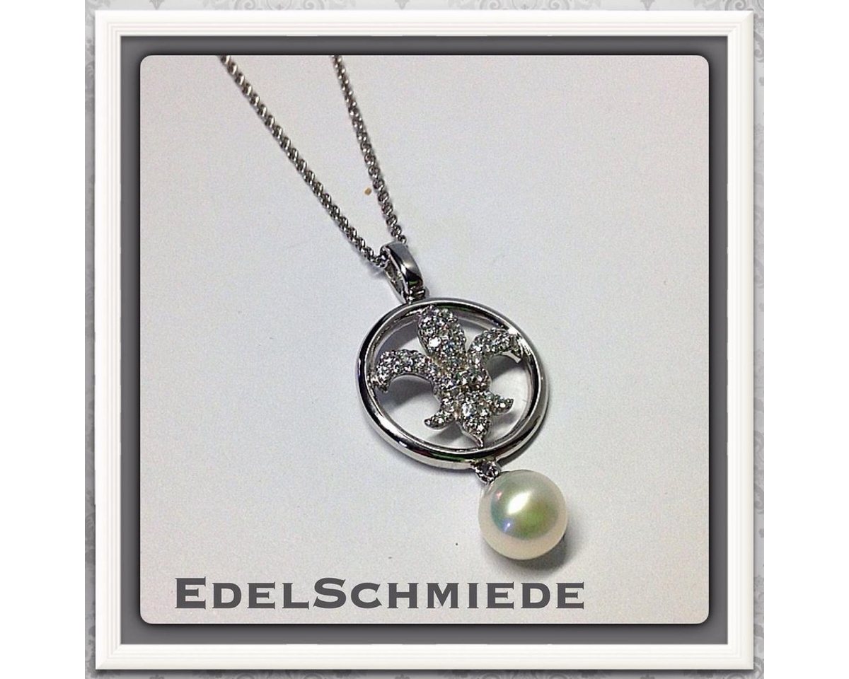 Edelschmiede925 Kettenanhänger Anh mit echter Perle inkl Kette 925/- Silber von Edelschmiede925