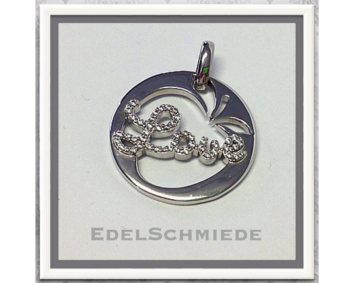 Edelschmiede925 Kettenanhänger Anhänger 925 Silber LOVE" mit Apfel - Zirkonias" von Edelschmiede925