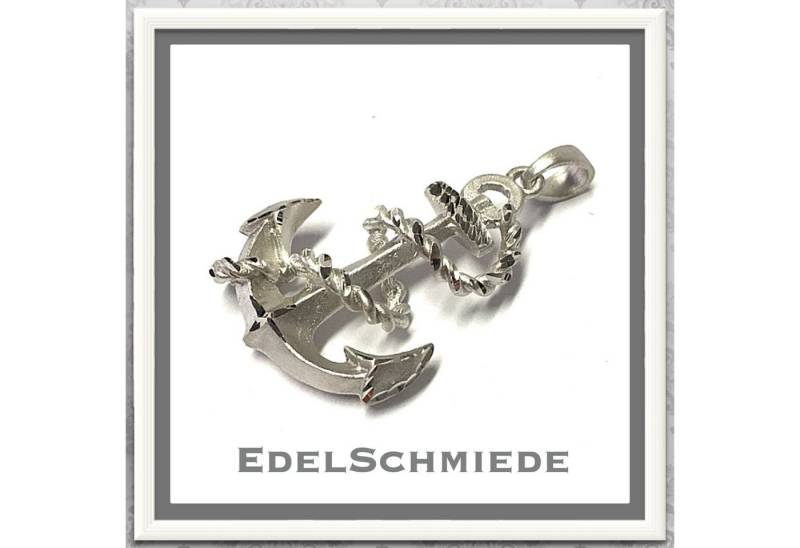 Edelschmiede925 Kettenanhänger Anhänger 925 Silber rhodiniert Anker matt + diam. von Edelschmiede925