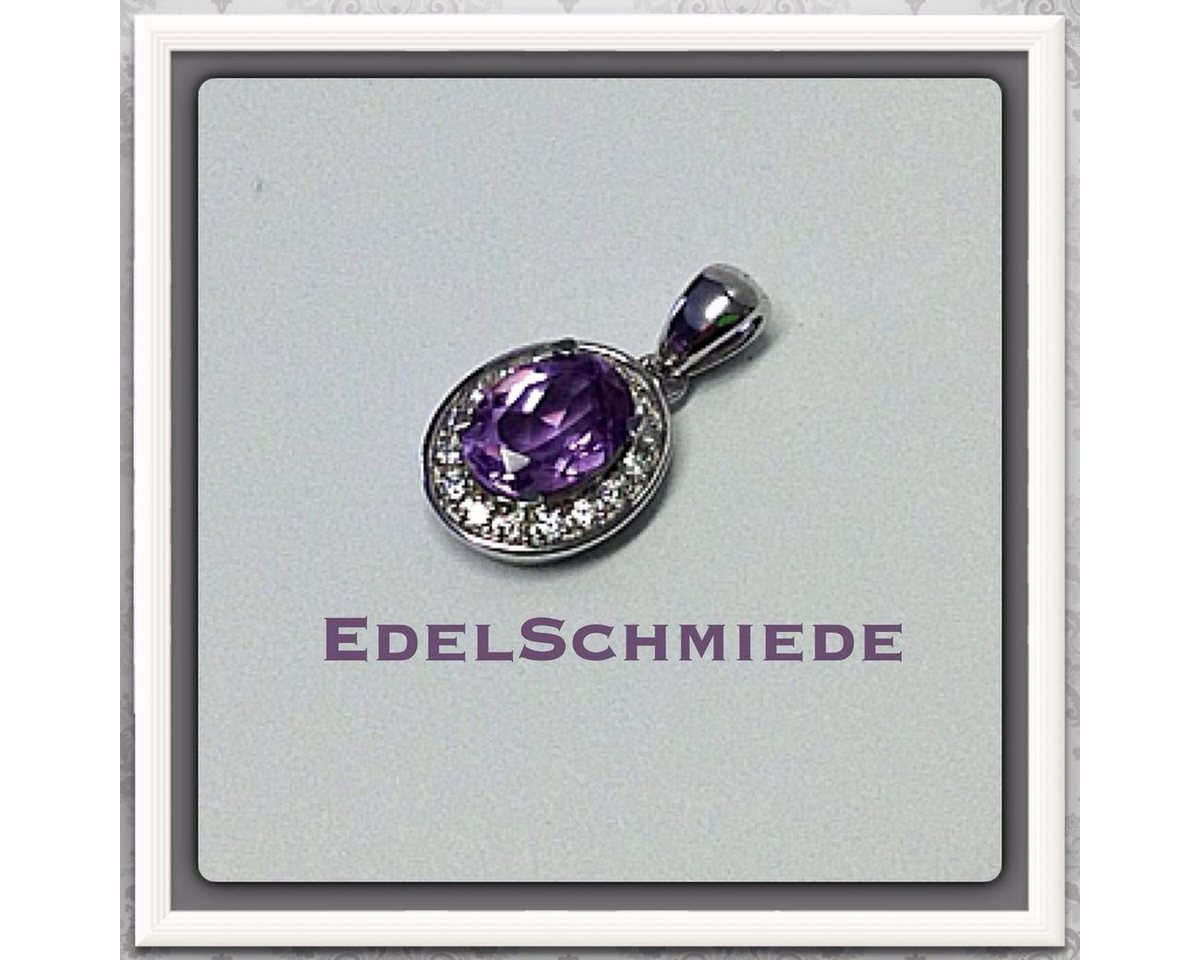 Edelschmiede925 Kettenanhänger 925 Silber rhod. mit Zirk in lila von Edelschmiede925