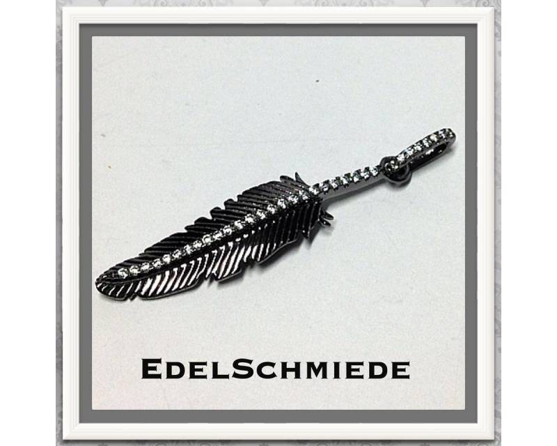 Edelschmiede925 Kettenanhänger Edelschmiede925 Kettenanhänger in 925 Silber rutheniert - Feder von Edelschmiede925