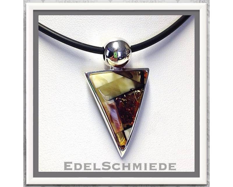 Edelschmiede925 Kettenanhänger Edelschmiede925 dreieckiger Anhänger 925 Silber m Bernsteinmosaik von Edelschmiede925
