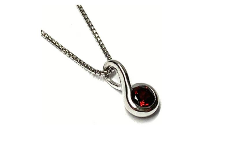 Edelschmiede925 Kettenanhänger Granat Anhänger 925 Silber rhodiniert inklusive Kette 45cm von Edelschmiede925