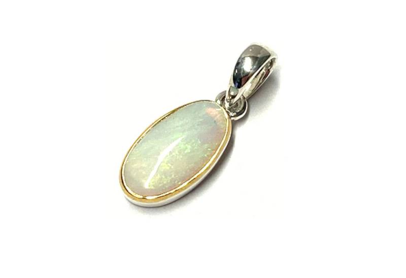 Edelschmiede925 Kettenanhänger Kettenanhänger 925 Silber bicolor Opal Edelopal Milchopal oval von Edelschmiede925