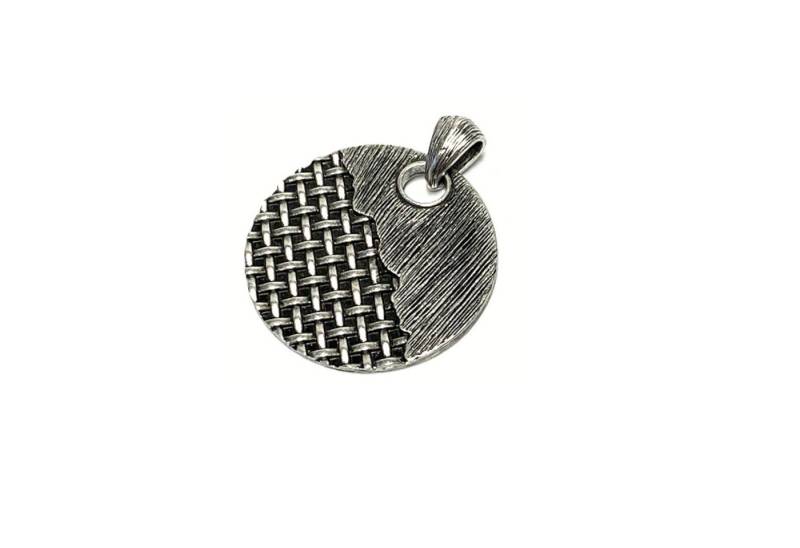 Edelschmiede925 Kettenanhänger Kettenanhänger 925 Sterling Silber geschwärzt rustik. rund gemustert von Edelschmiede925