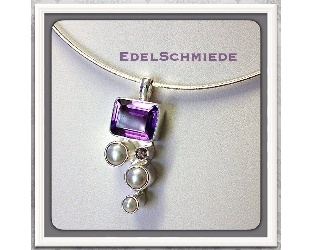 Edelschmiede925 Kettenanhänger Kettenanhänger mit Amethyst und Süßwasserperle,925 von Edelschmiede925