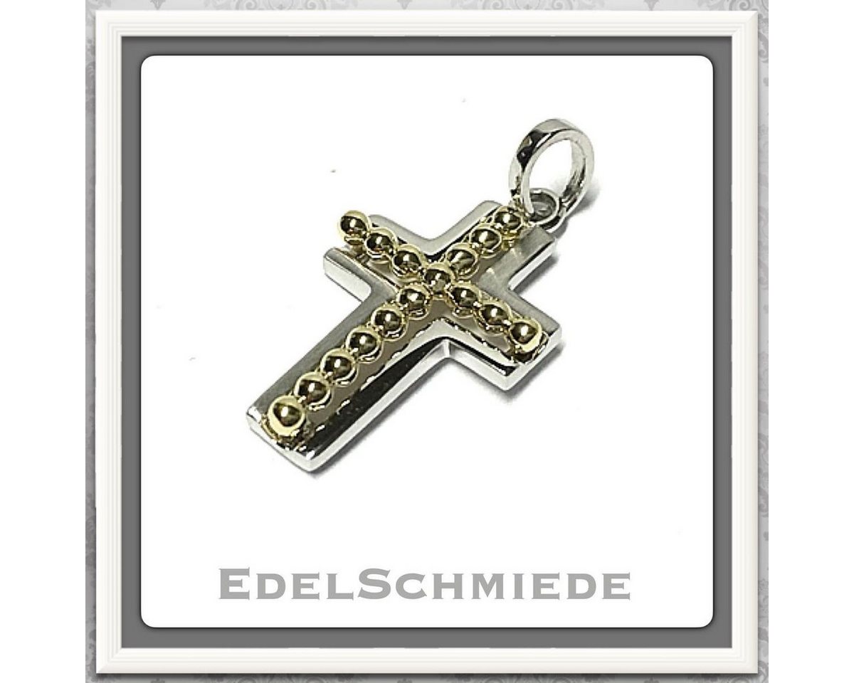 Edelschmiede925 Kettenanhänger Kreuz alsin 925 Silber bicolor von Edelschmiede925