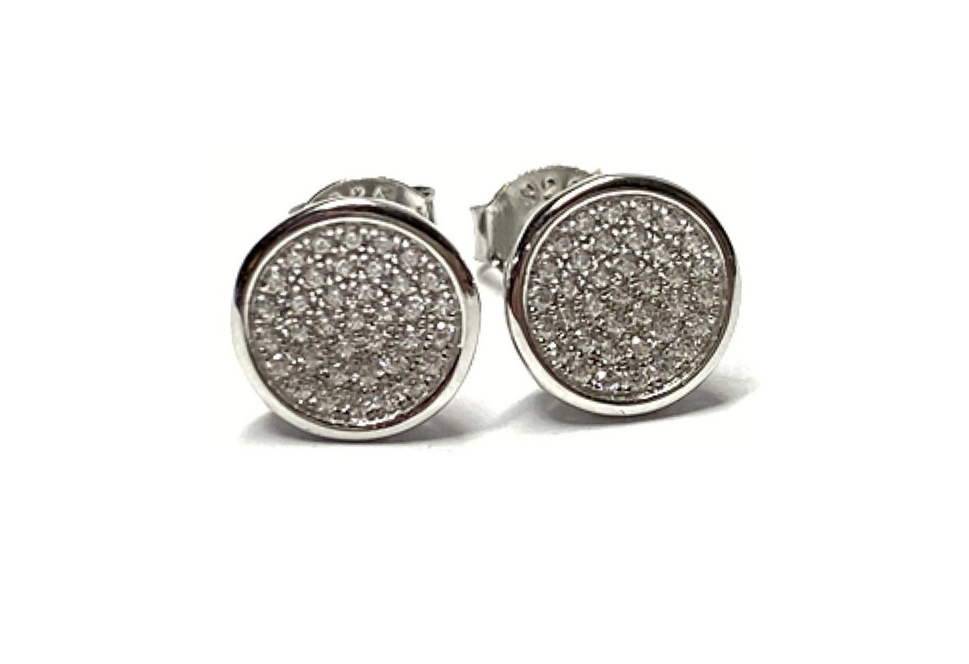 Edelschmiede925 Kettenanhänger Ohrring 925 Silber rhodiniert Zirkonia Ohrstecker Kreis 9mm rund von Edelschmiede925